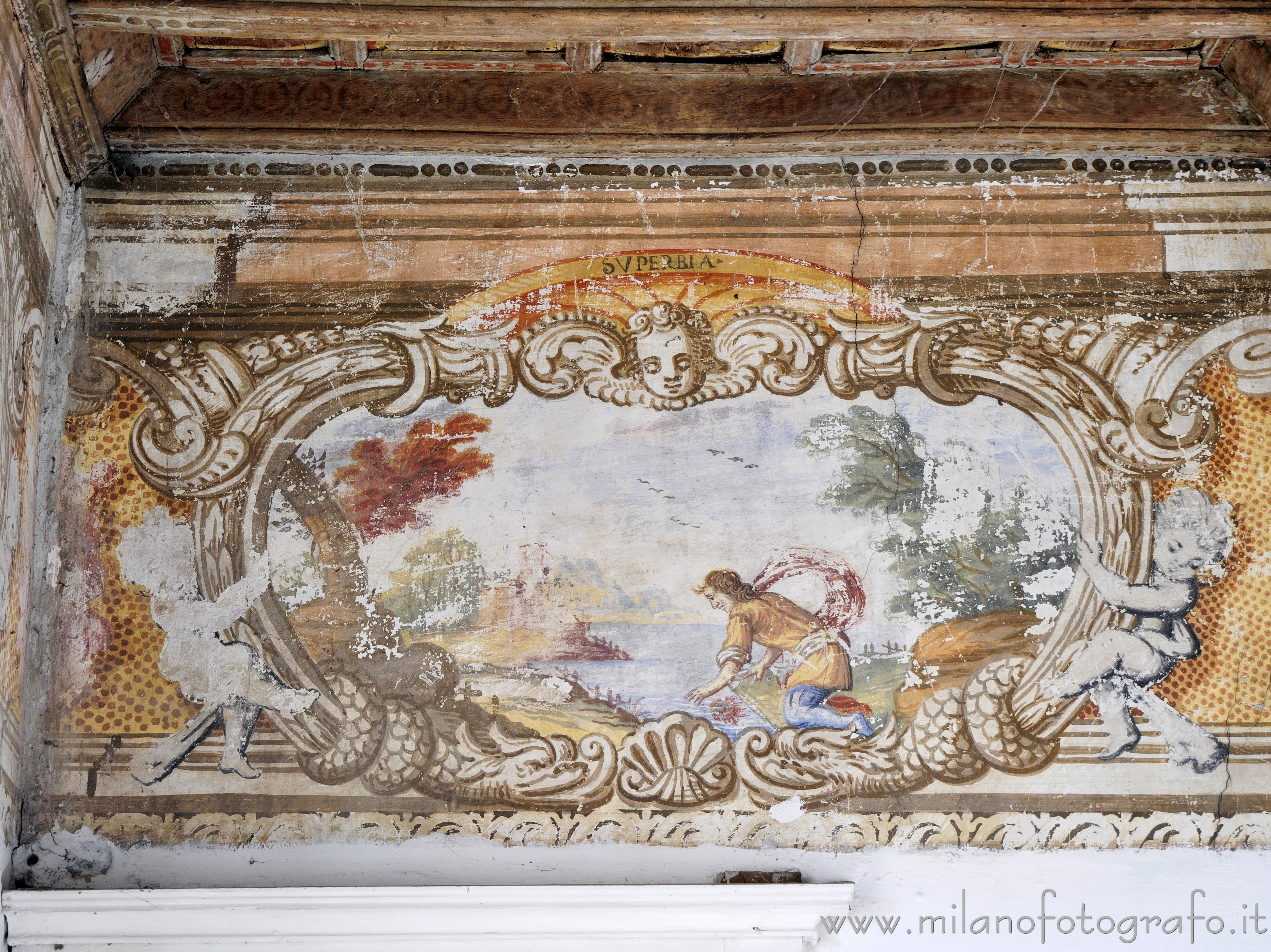 Benna (Biella, Italy) - Fresco depicting an allegory of arrogance in the Castle